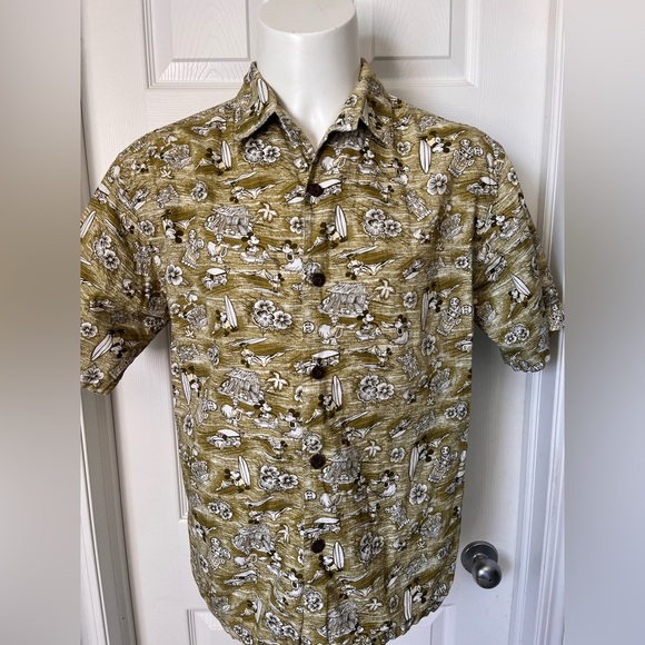 Mens Mickey Mouse Disney All Over Hawaiian Print Button Up Shirt Medium - Picture 1 of 8